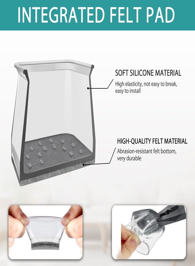 Ansible 24 Pcs Chair Leg Floor Protectors Square, Silicone Felt Furniture Leg Pads Caps Covers for Hardwood Floors (Fit:1-1/16" to 1-5/8"（27-40mm) - Image 2